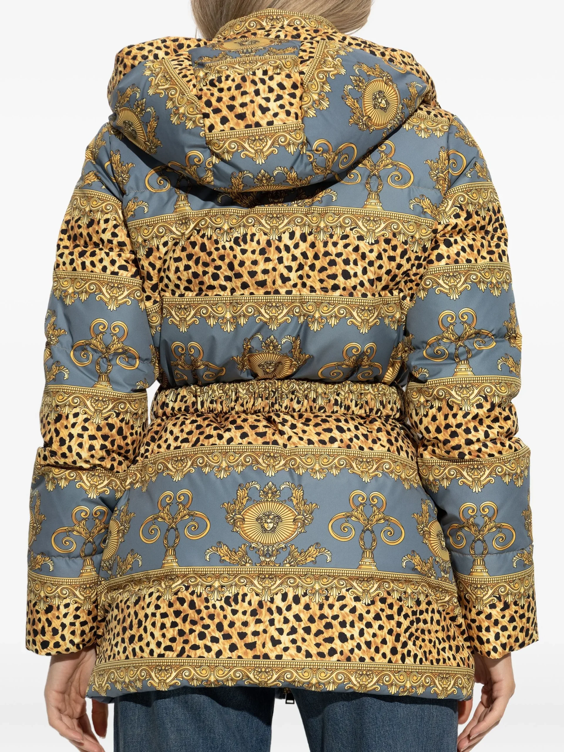 Versace Duvet Stripes-print puffer jacket - Görsel 4