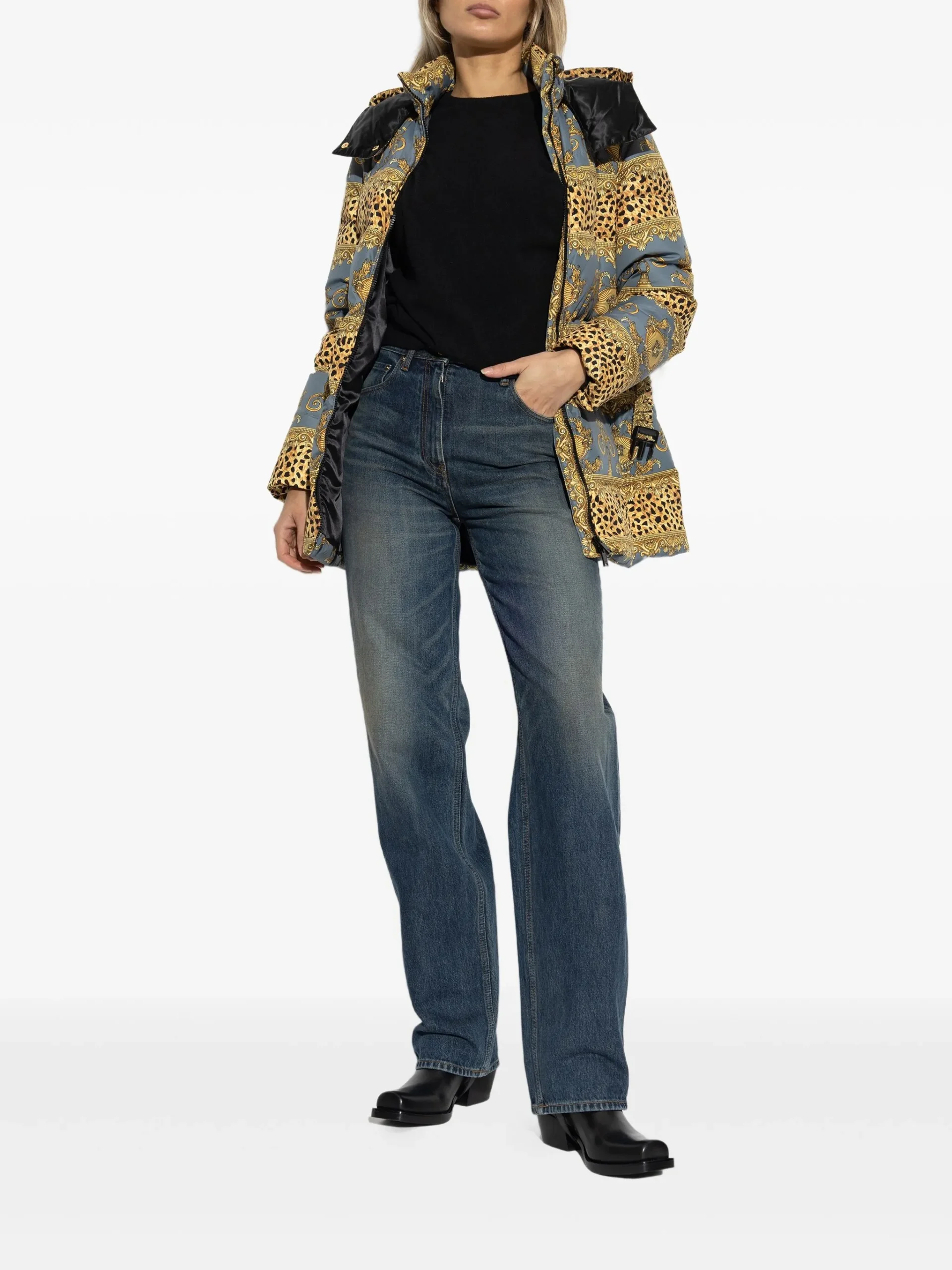 Versace Duvet Stripes-print puffer jacket - Görsel 2