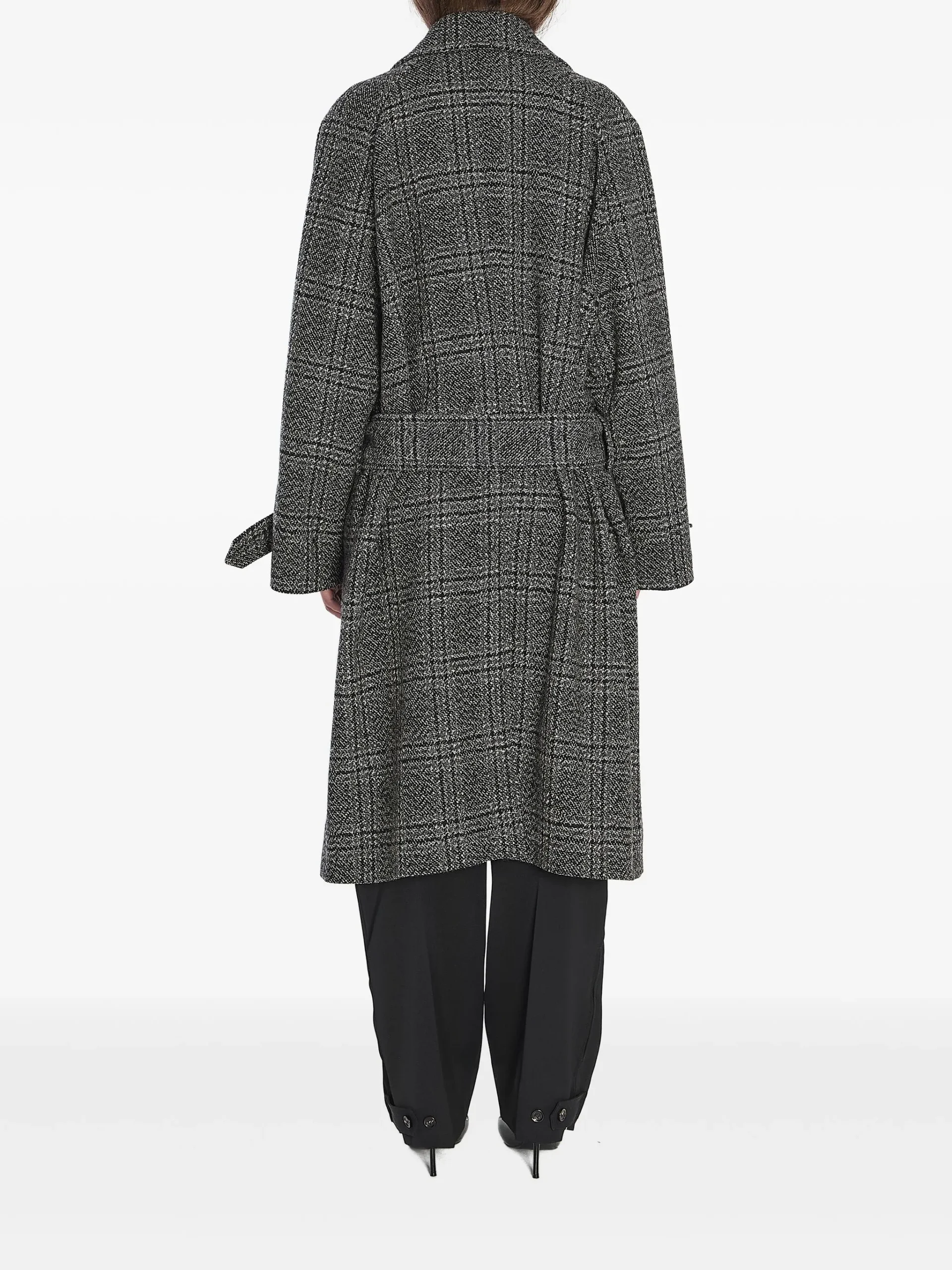 Balenciaga One Layer checked belted coat - Görsel 4