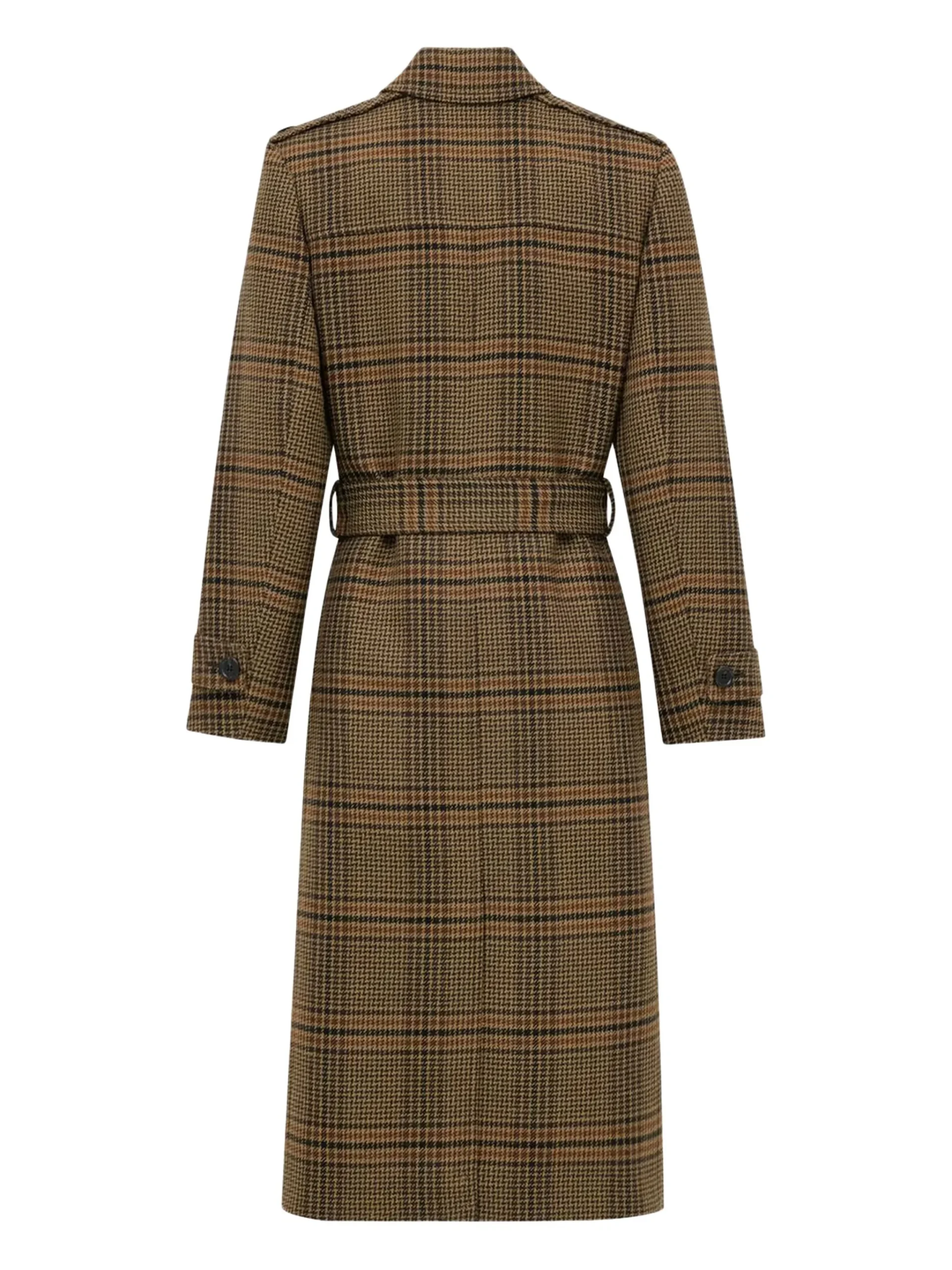 Saint Laurent Prince of Wales check belted coat - Görsel 2