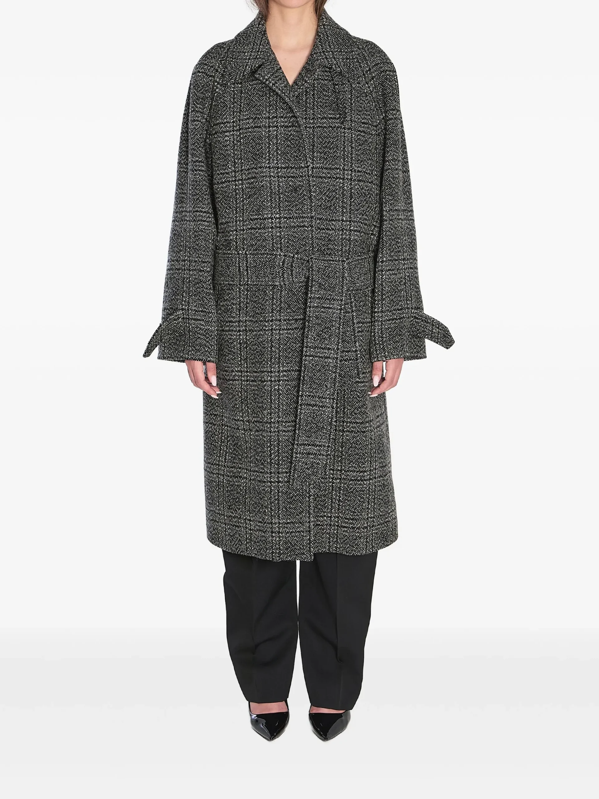 Balenciaga One Layer checked belted coat