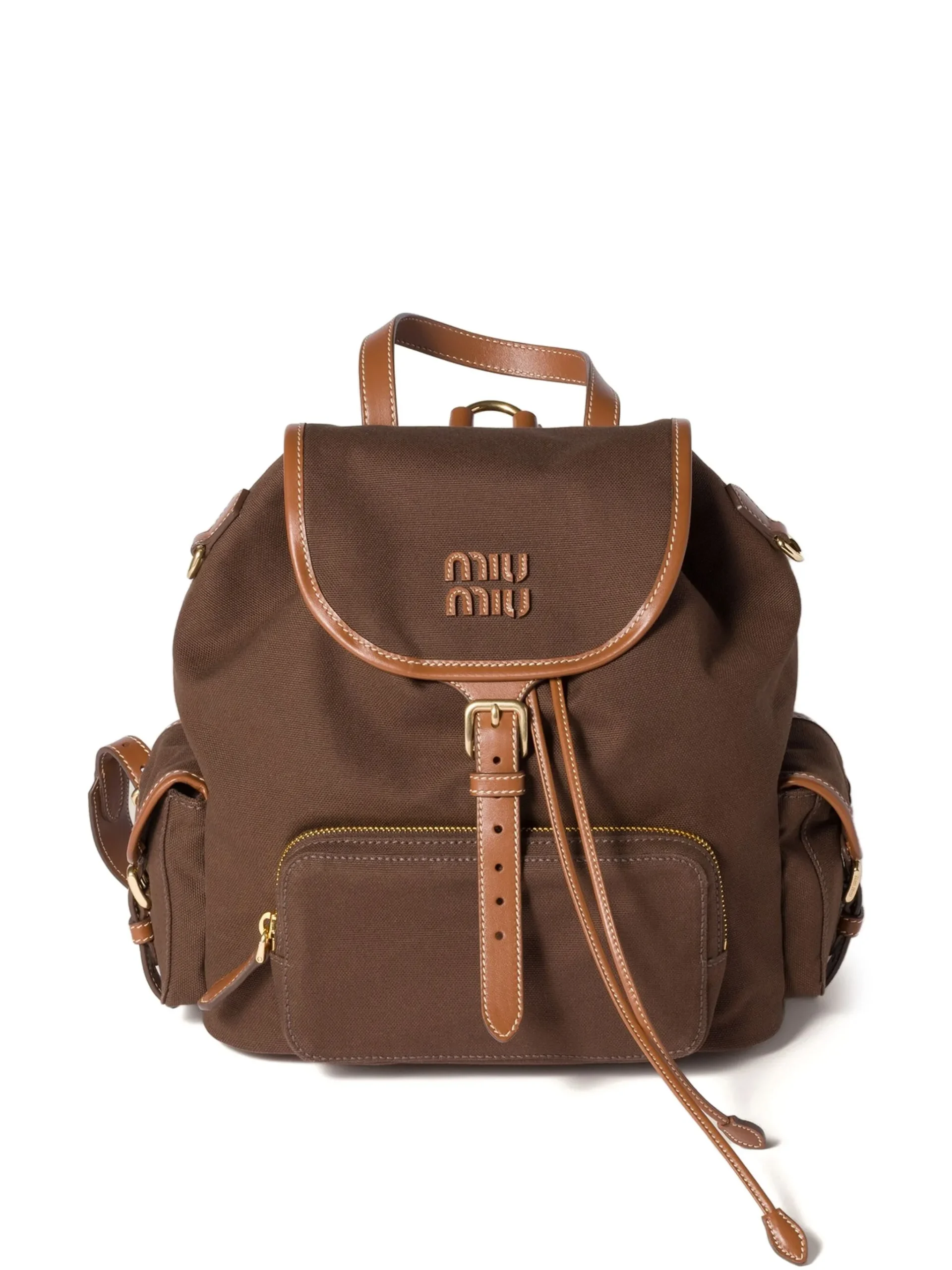 Miu Miu leather-trimmed flap backpack